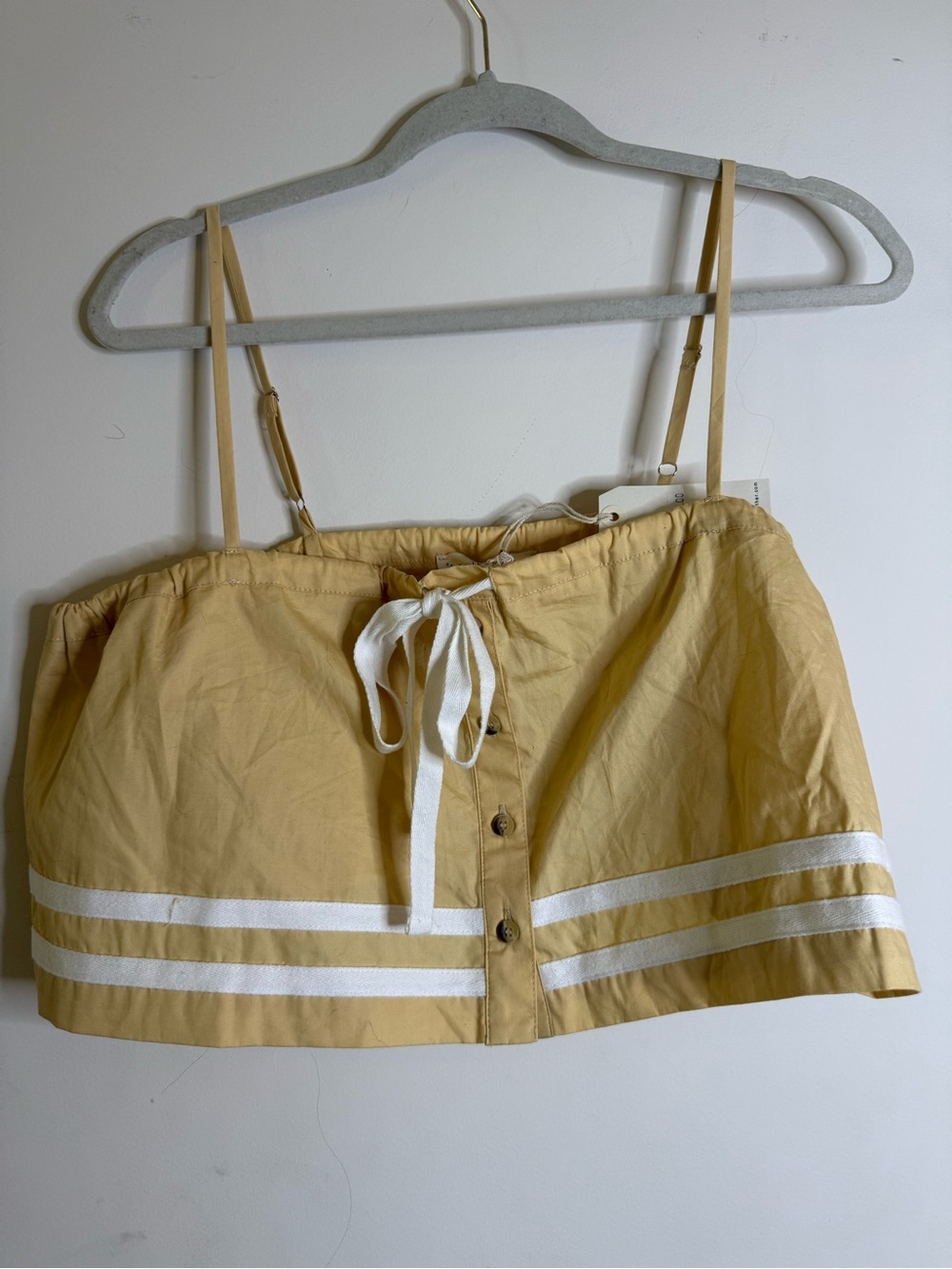 Together Pale Yellow Crop Top with White Trim